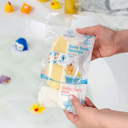 Natura Bath Bebek Banyo Eldiveni ve Bebek Banyo Süngeri